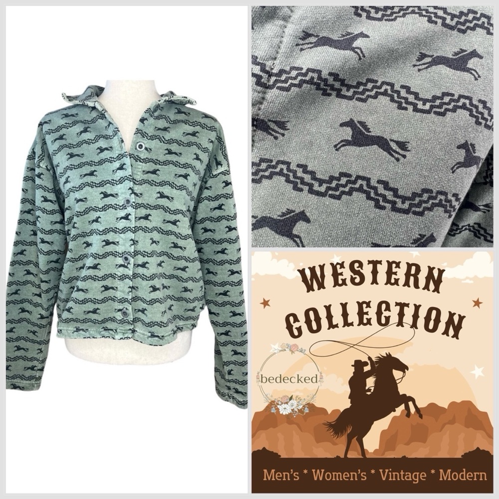 True Grit vintage painted pony shacket green size medium